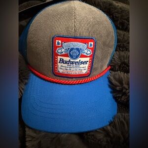 Budweiser Blue and Gray Cap with Red Rope NWT